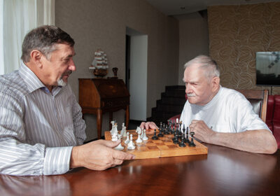 Two men playing chess